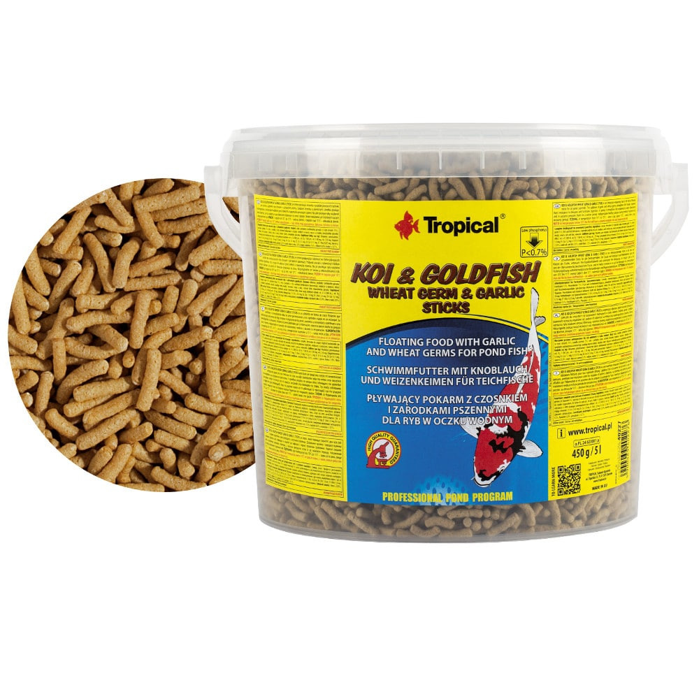 Tropical Koi&Goldfish Wheat Germ&Garlic Sticks 5L / 450g Pokarm dla ryb
