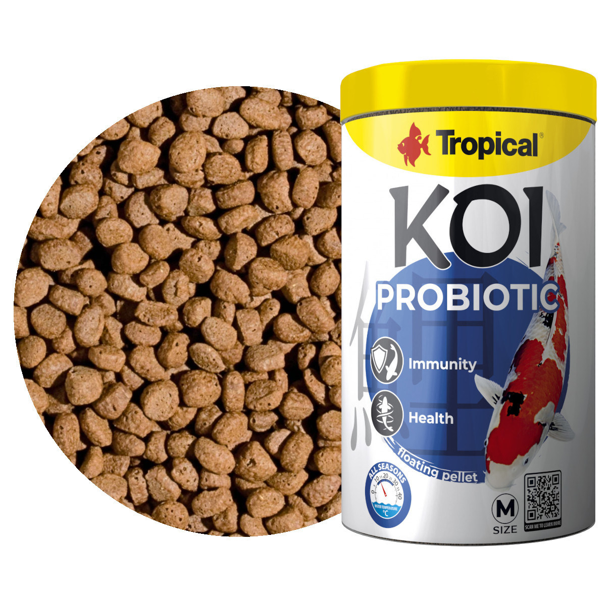 Tropical Koi Probiotic Pellet M 1L - 320g Pokarm probiotyczny dla karpi koi