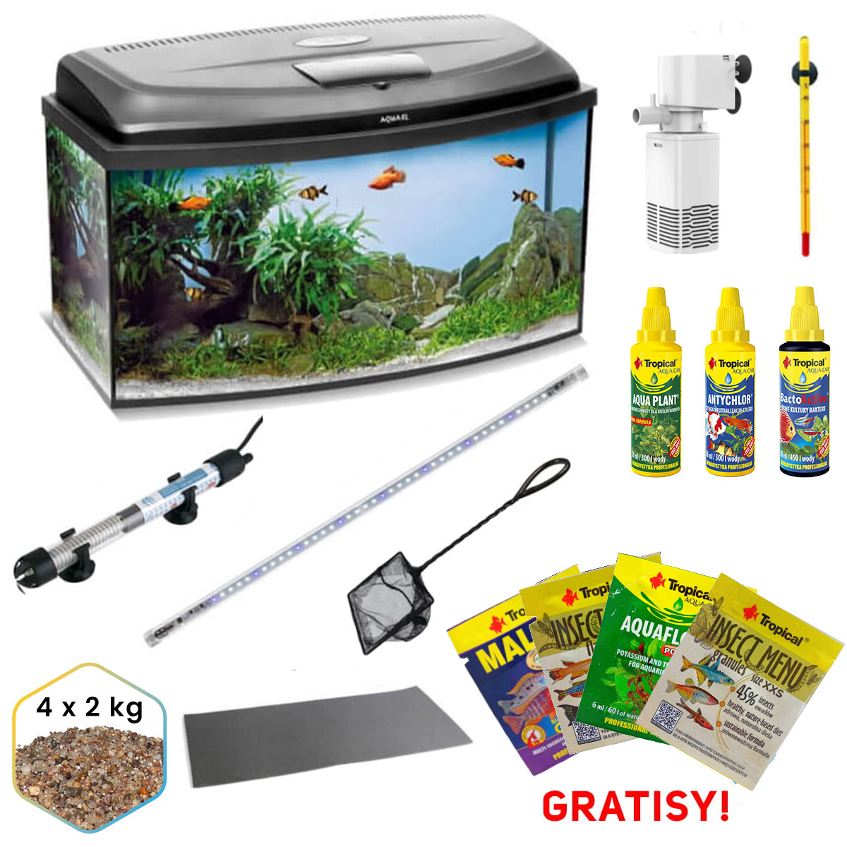 Akwarium 80 LED D&N profil 102L + full wyposażenie - V5 + gratisy