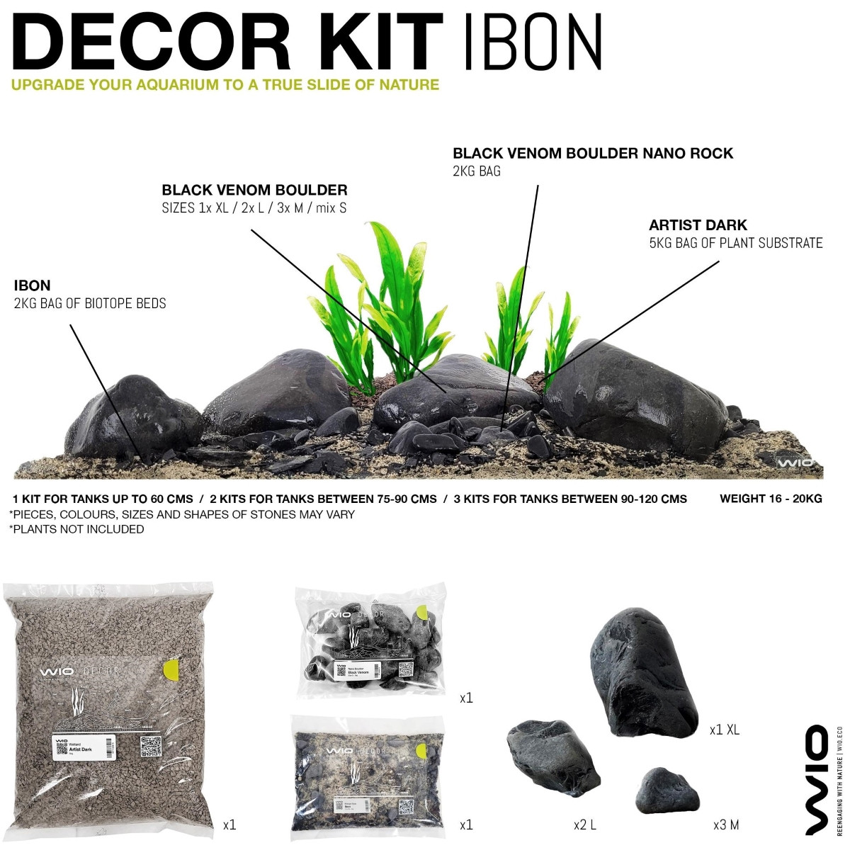 WIO Ibon River Kit 20kg - Zestaw do aranżacji akwarium