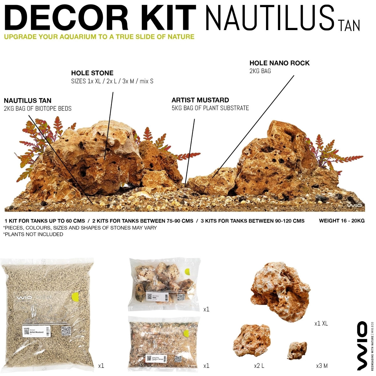 WIO Nautilus Tan Kit 20kg - Zestaw do aranżacji akwarium