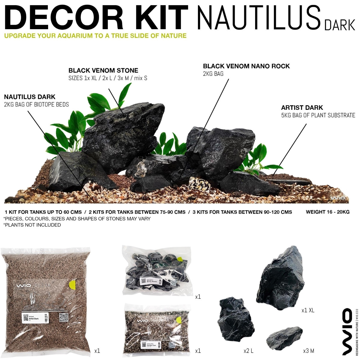 WIO Nautilus Dark River Kit 20kg - Zestaw do aranżacji akwarium