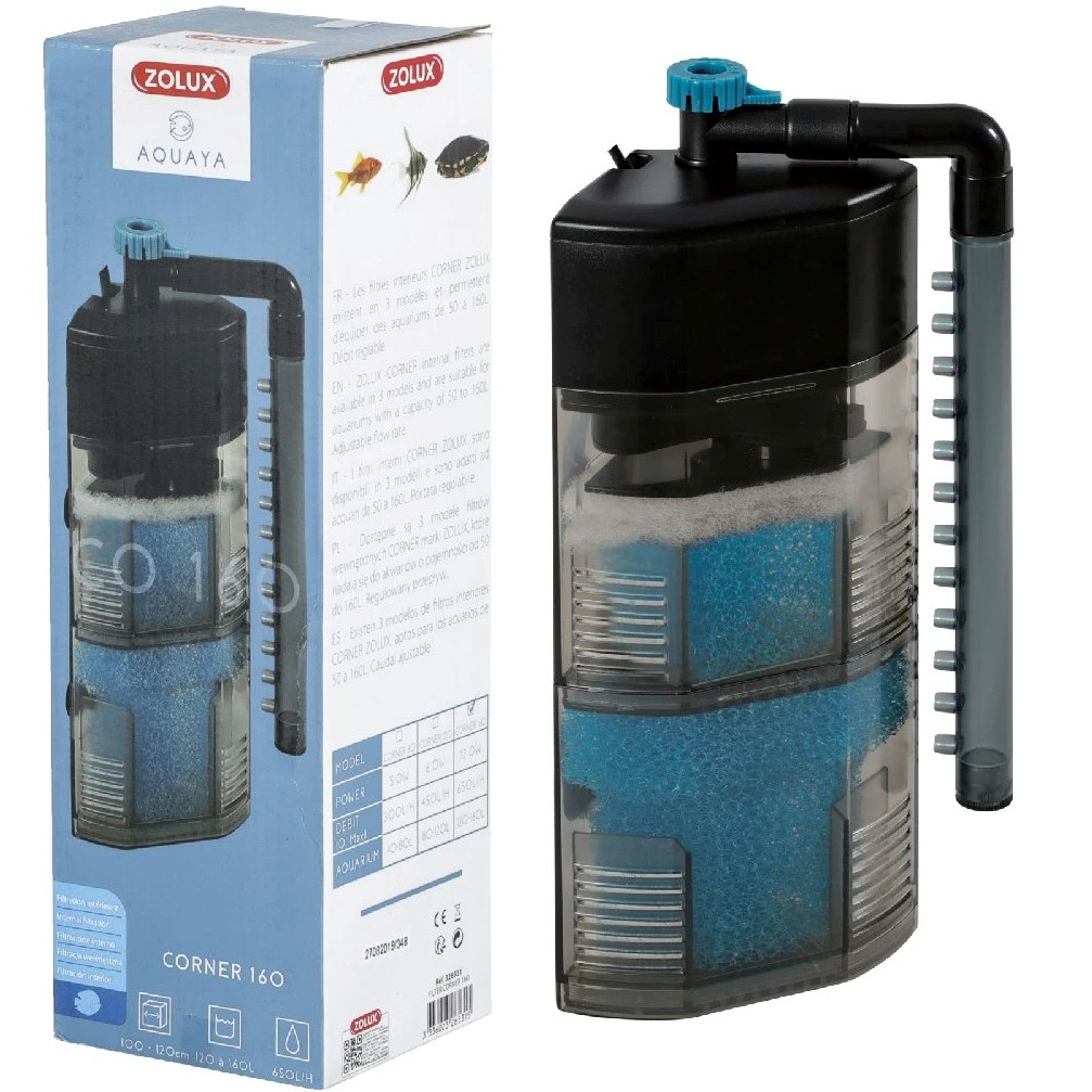 Zolux Aquaya Corner 160 Filtr narozny wewnętrzny do akwarium 650L/H 12W