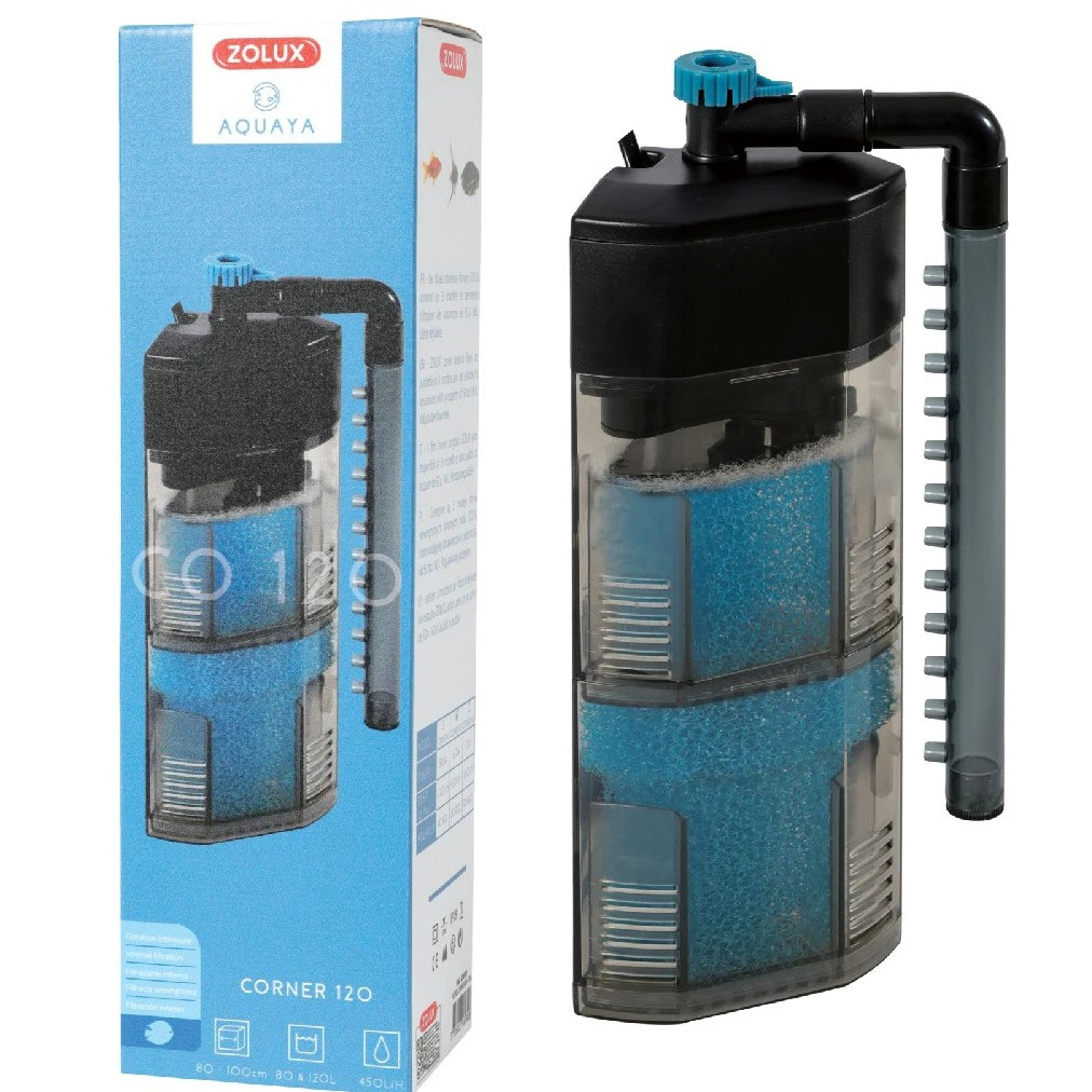 Zolux Aquaya Corner 120 Filtr narozny wewnętrzny do akwarium 450L/H 6W
