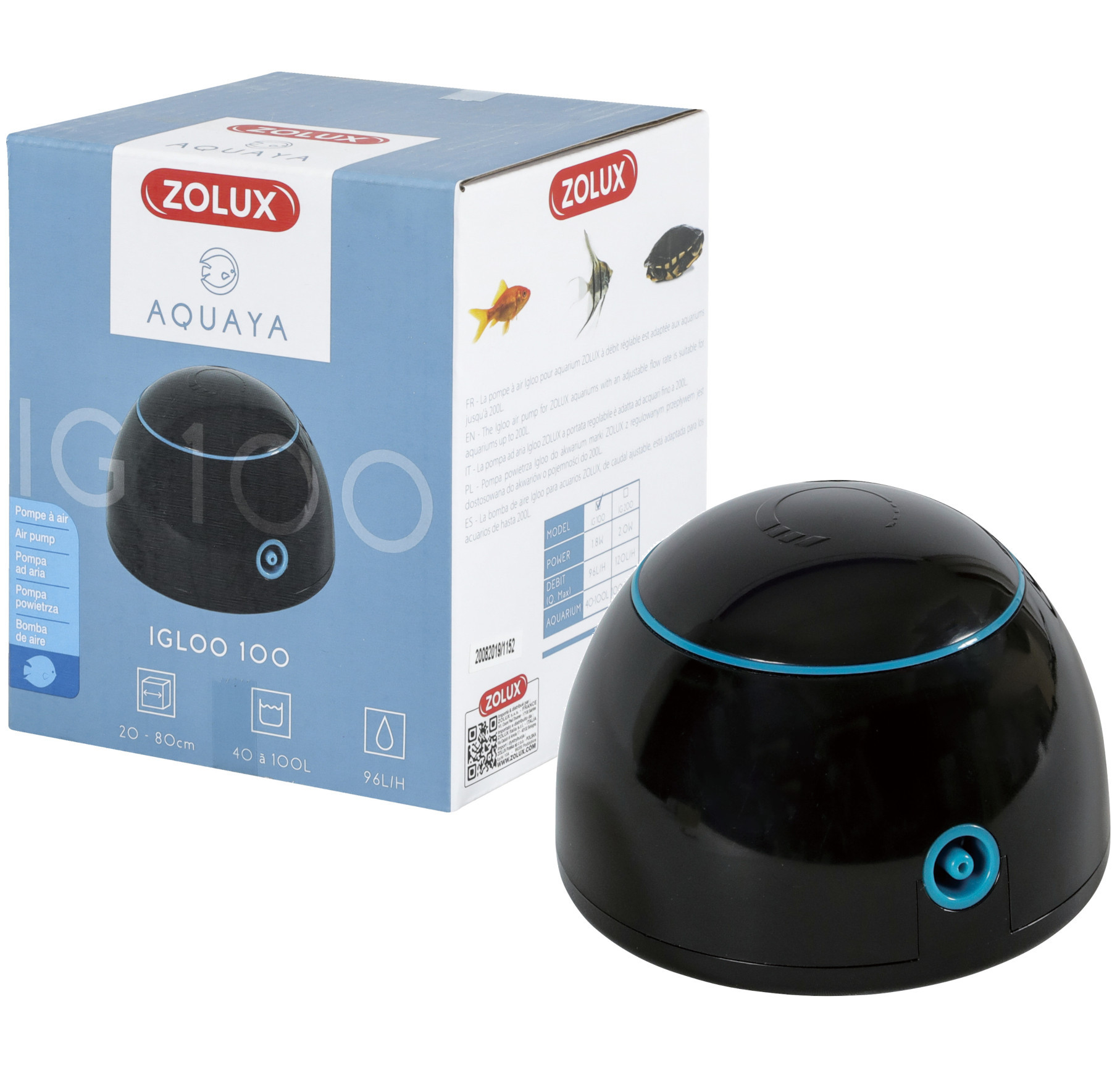 Zolux Aquaya Igloo 100 czarny - Napowietrzacz zestaw do akwarium 40-100L