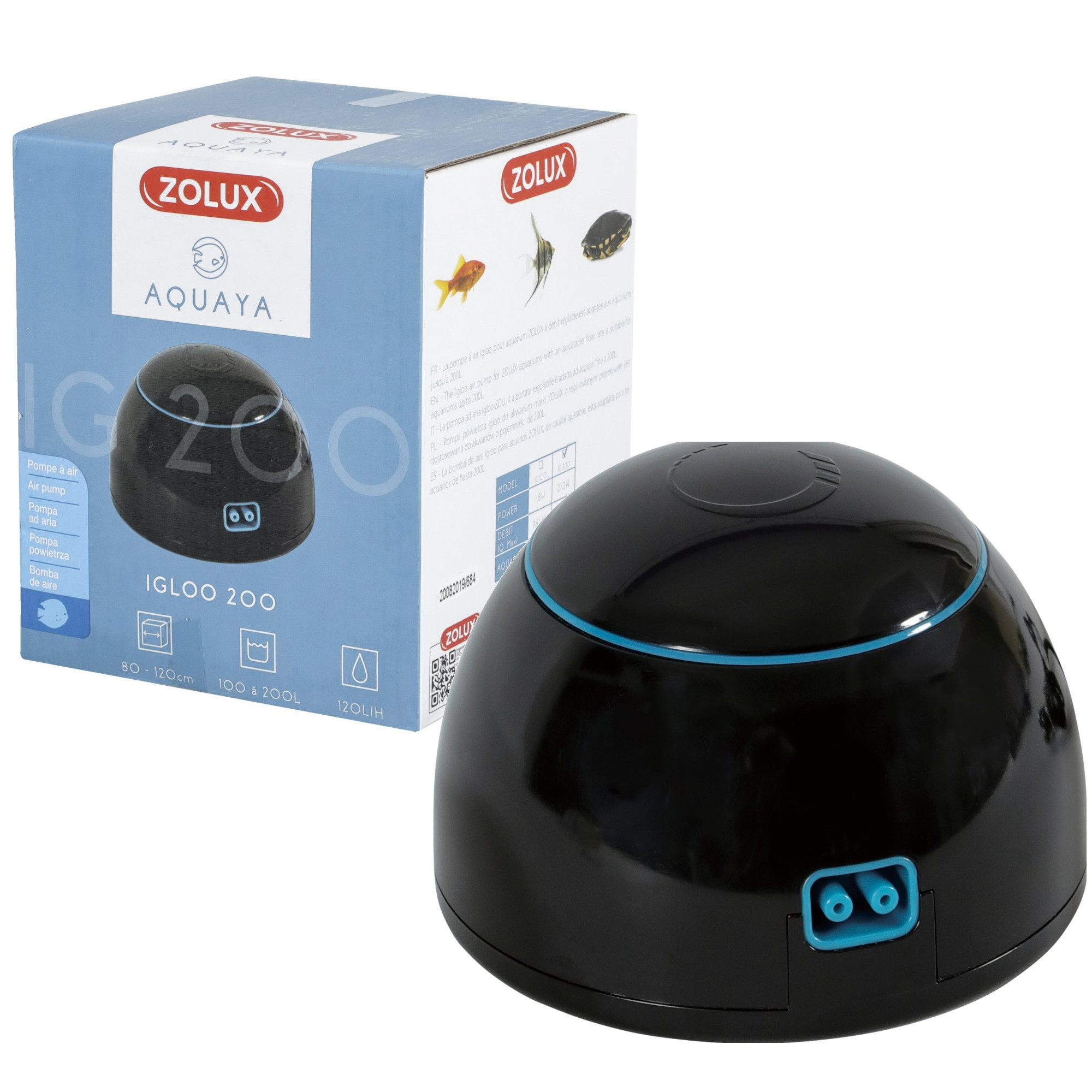 Zolux Aquaya Igloo 200 czarny - Napowietrzacz zestaw do akwarium 100-200L